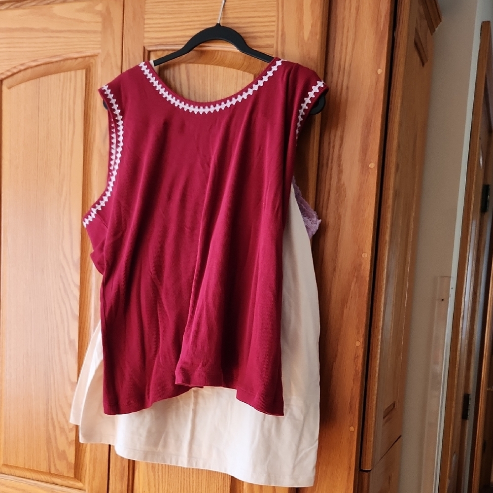 3 Pc Tank Top Set Pink White & Red